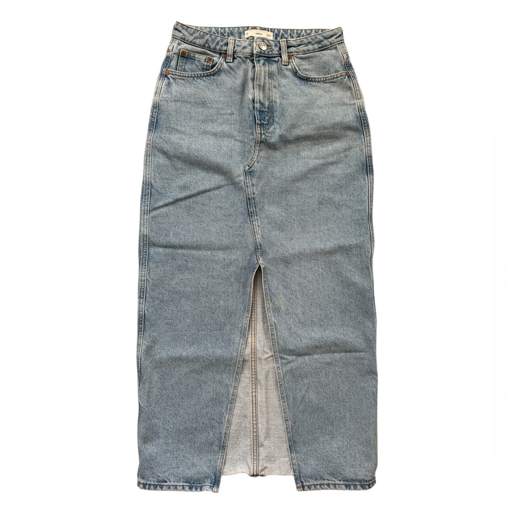 Mango Blue Denim Midi Skirt